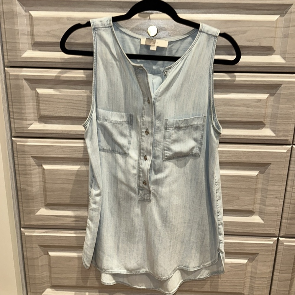 Light Blue Sleeveless Denim Top
